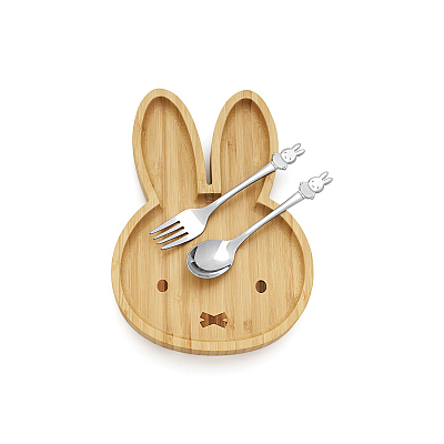 Silverstad Children's Cutlery Miffy 2-Piece + Bamboo plate