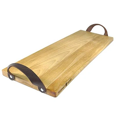 Puur Hout Serveerplank Beuken Met Leren Handgrepen (59x19.5 cm)