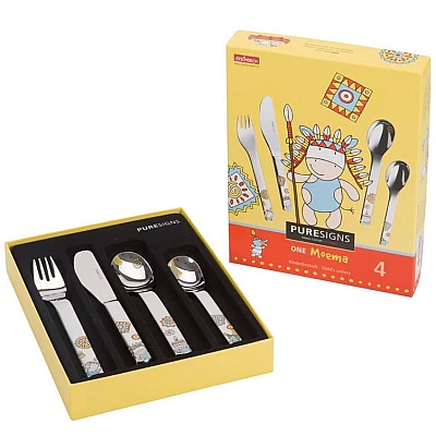 Kinderbestek One Moema Indiaantjes 4-delig