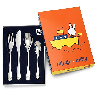 Zilverstad Kinderbestek Nijntjes Voertuigen 4 delig
