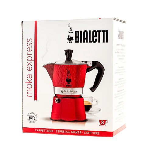 bialetti percolator moka color rood 3 kops