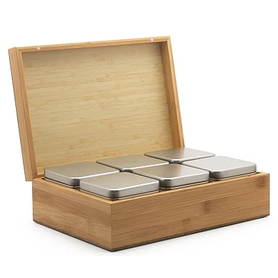 Bredemeijer Universal Theedoos met 6 RVS Doosjes