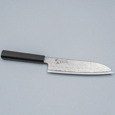 Hatsukokoro Kujaku V-Toku 2 Regenbogen Damast Santoku