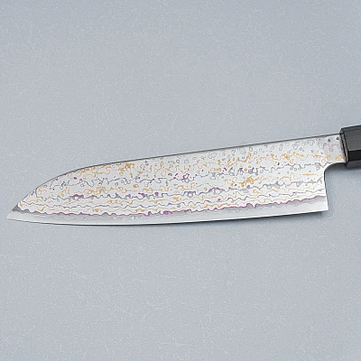 Hatsukokoro Kujaku V-Toku 2 Regenbogen Damast Santoku