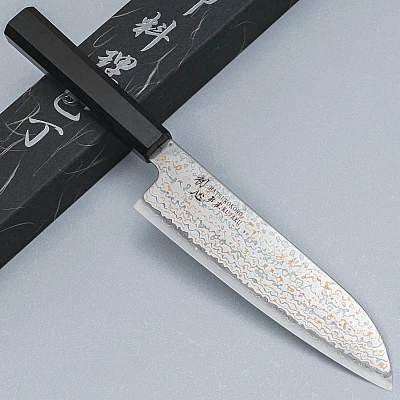 Hatsukokoro Kujaku V-Toku 2 Regenbogen Damast Santoku