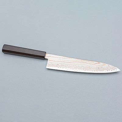 Hatsukokoro Hayabusa Aogami #2 Regenbogen Damast Gyuto 21 cm