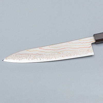 Hatsukokoro Hayabusa Aogami #2 Regenbogen Damast Gyuto 21 cm