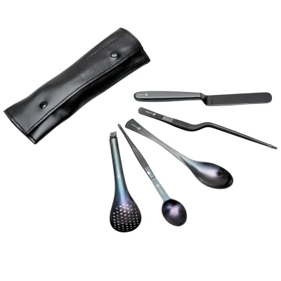 Kazoku Gourmet Tools 5-delig Zwart + Lederen Rolmap