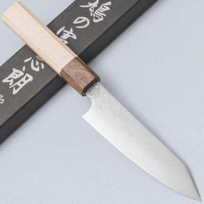 Kenshiro Hatono Ginsan Damast Maple Kiritsuke Petty 13.5 cm