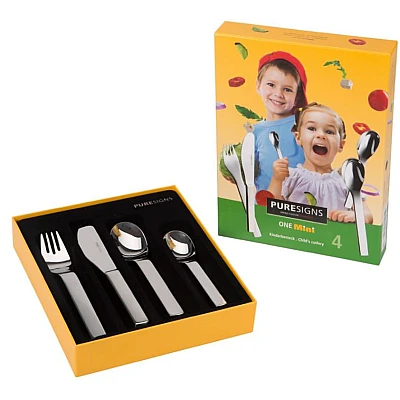 Kinderbestek One Mini 4-delig Hoogglans
