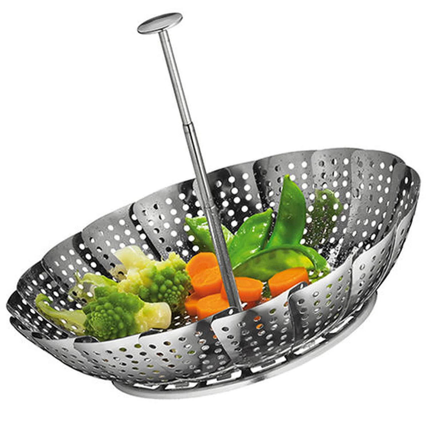 Steamer Basket Stainless Steel Folding Expandable Steaming Basket Cooking Food E