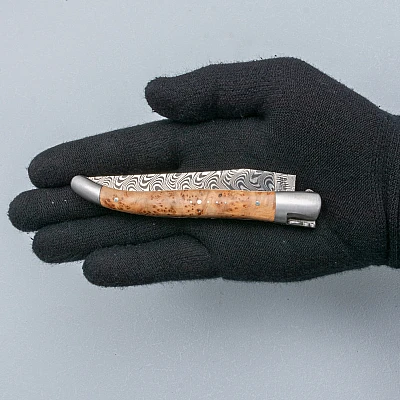 Laguiole en Aubrac Balbach Damast Zakmes Jeneverbes 12 cm