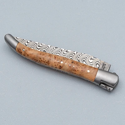 Laguiole en Aubrac Balbach Damast Zakmes Jeneverbes 12 cm