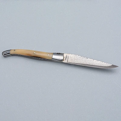 Laguiole en Aubrac Damast Zakmes Hoorn 12 cm