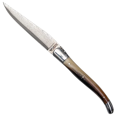 Laguiole en Aubrac Damast Zakmes Hoorn 12 cm