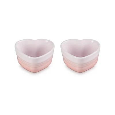 Le Creuset Ramekin Heart Bowls 2 Pieces 300 ml Shell Pink