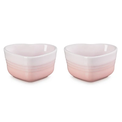 Le Creuset Ramekin Heart Bowls 2 Pieces 300 ml Shell Pink
