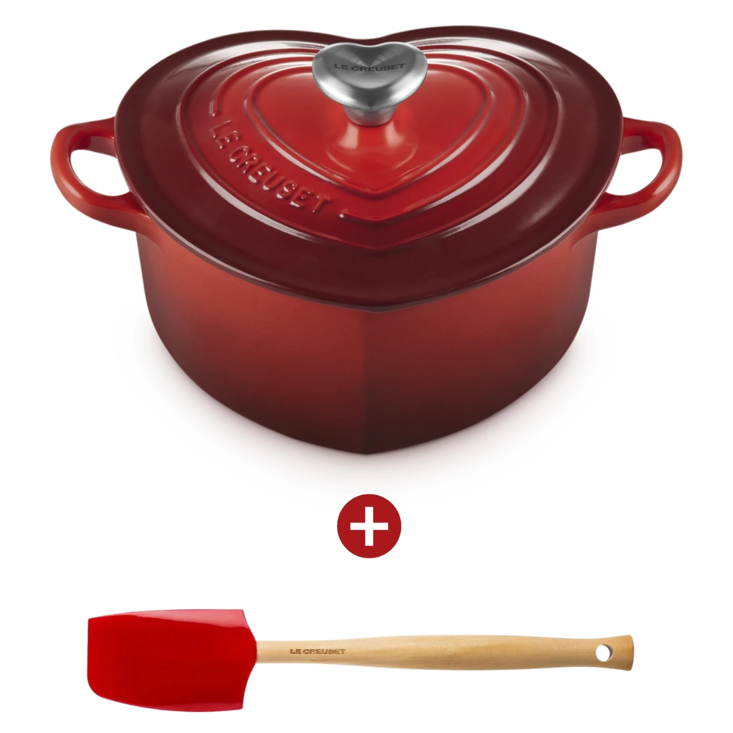 Le Creuset Signature Casserole Heart Shape 20 cm Cherry Red