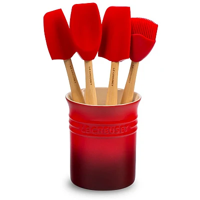Le Creuset Pot with 4 Spatulas Cherry Red