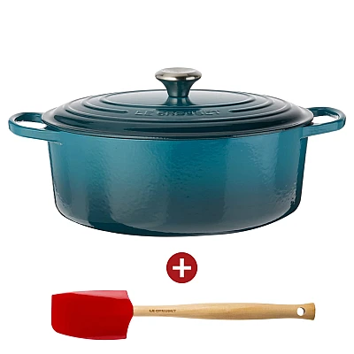 Le Creuset Signature Casserole Oval 27 cm Azure Blue | Knivesworld.eu