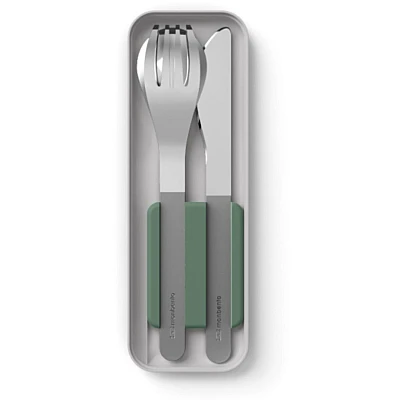 Monbento RVS Pocket Bestek Slim Box • Natural Green