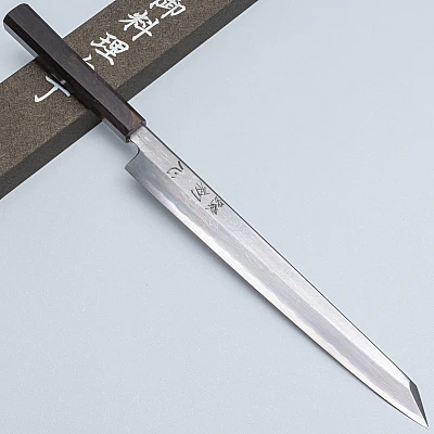 Nakagawa Satoshi Aogami Damast Ebony Kiritsuke Yanagiba 30 cm