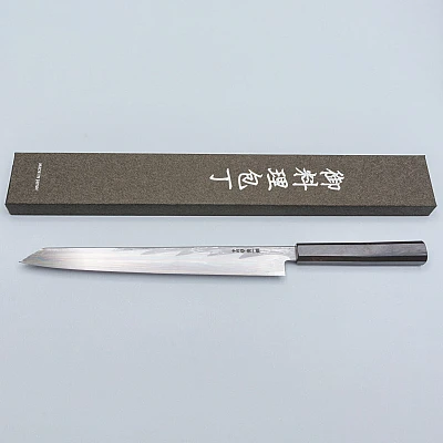Nakagawa Satoshi Aogami Damast Ebony Kiritsuke Yanagiba 30 cm