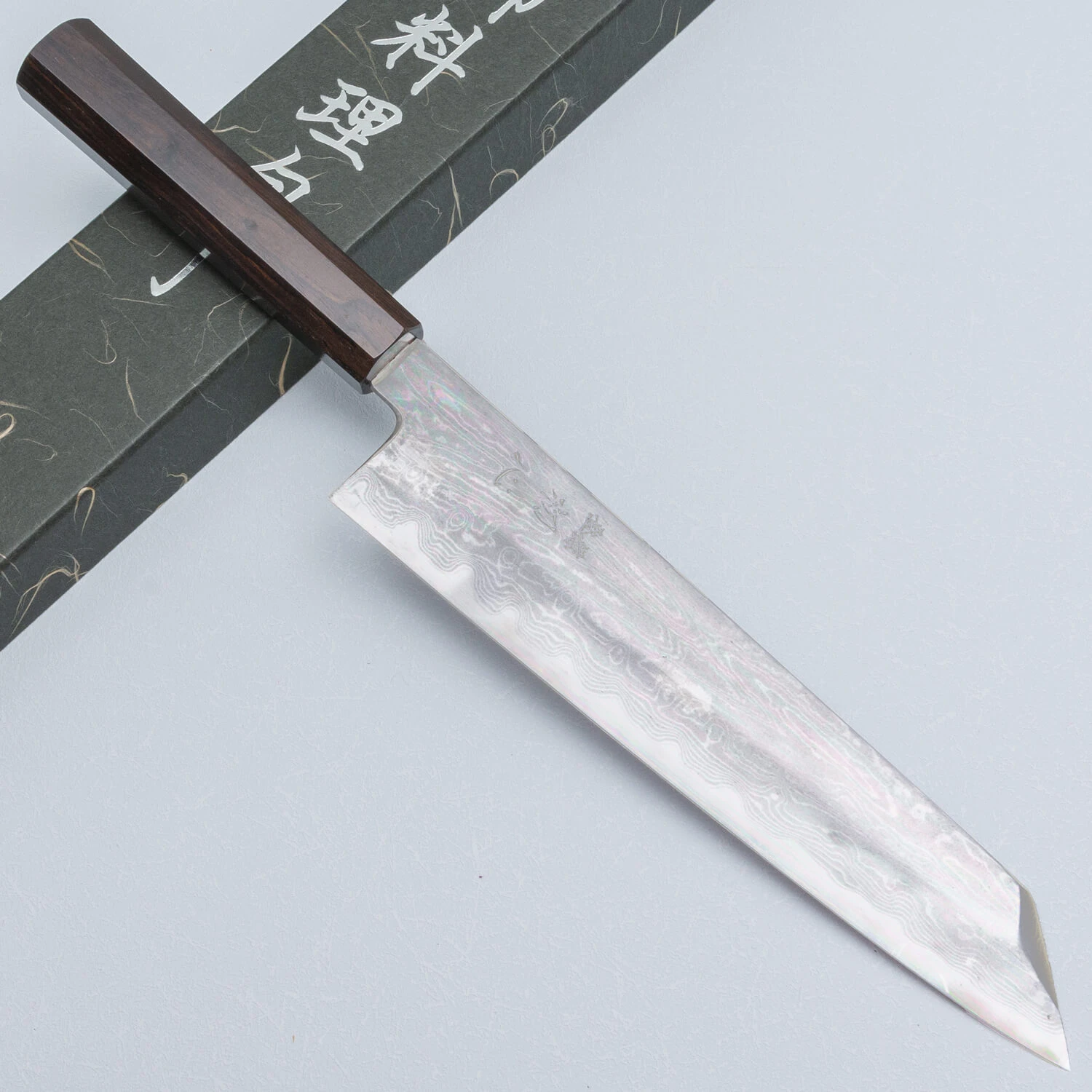 katsuji様 Nakagawa Satoshi Aogami Damast Ebony Kiritsuke 24 cm - ns-hk-dam