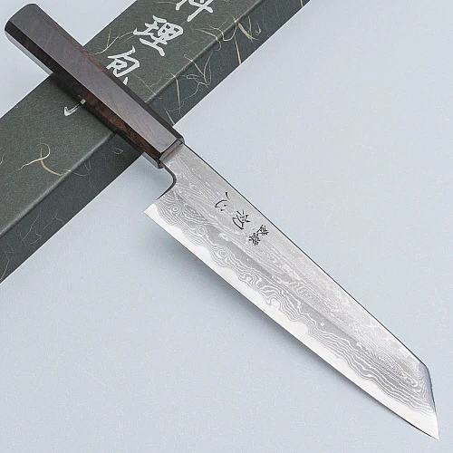 Nakagawa Satoshi Aogami Damast Ebony Kiritsuke 21 cm