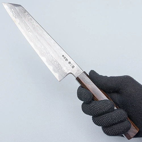 Nakagawa Satoshi Aogami Damast Ebony Kiritsuke 21 cm