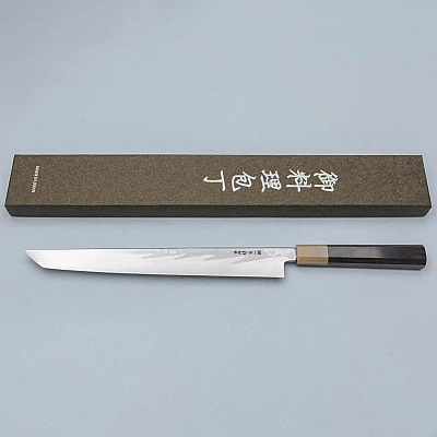 Nakagawa Satoshi Aogami Damast Ebony White Sakimaru 27 cm