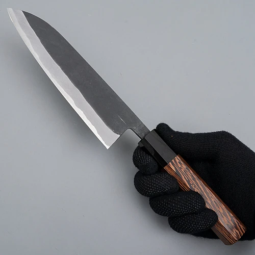 shiro kamo aogami super kurouchi wenge santoku 18 cm