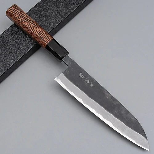 Shiro Kamo Aogami Super Kurouchi Wenge Santoku 18 cm