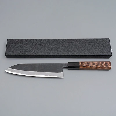 Shiro Kamo Aogami Super Kurouchi Wenge Santoku 18 cm