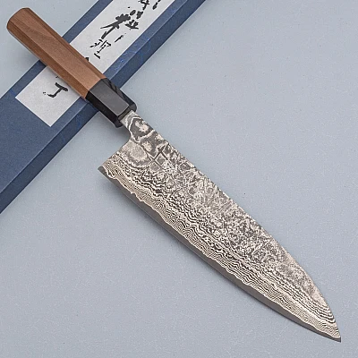 Shiro Kamo SG2 Damask Walnut Gyuto 21 cm