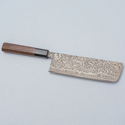 Shiro Kamo SG2 Damast Walnut Nakiri 18 cm