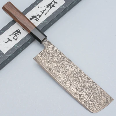 Shiro Kamo SG2 Damast Walnut Nakiri 18 cm