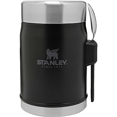 Stanley Adventure Vacuum Food Jar 400 ml + Spork Mat Zwart