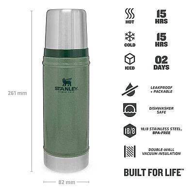 Stanley The Legendary Classic Fles Hammertone Groen 473 ml