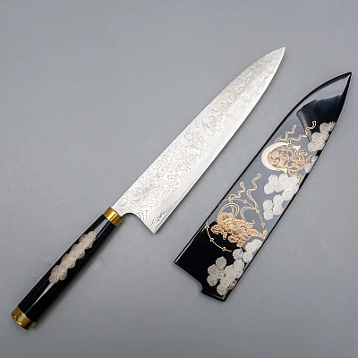 Takeshi Saji R2 Fujin Raiijin Makie Tsuchime Gyuto 24 cm 