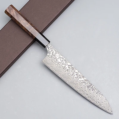 Yoshimi Kato SG2 Damask Walnut Chef's Knife 21 cm