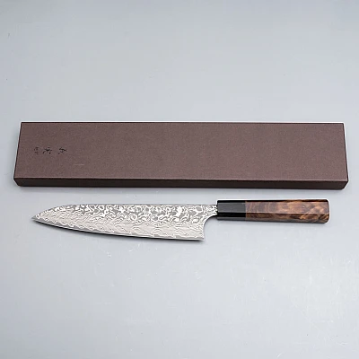 Yoshimi Kato SG2 Damask Walnut Chef's Knife 21 cm