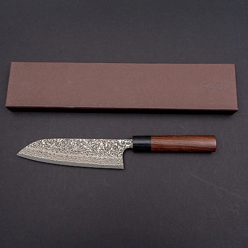 yoshimi kato vg10 damast rosewood santoku 16.5 cm