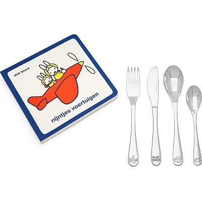 Zilverstad Kinderbestek Nijntjes Voertuigen 4 delig + Boekje