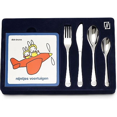 Zilverstad Kinderbestek Nijntjes Voertuigen 4 delig + Boekje
