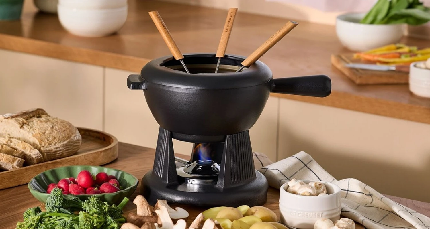 【未使用】LE CREUSET COMPACT Fondue Set 18cm Le Creuset Fondue Set Meringue | Knivesworld.eu
