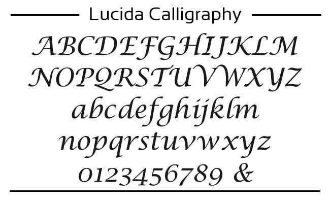 voorbeeld van Lucida Caligraphy font